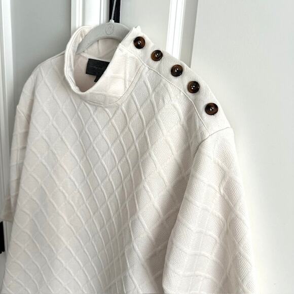 Anthropologie Sunday In Brooklyn Mollie Button Shoulder Top Mock Neck S Cream - Picture 4 of 10